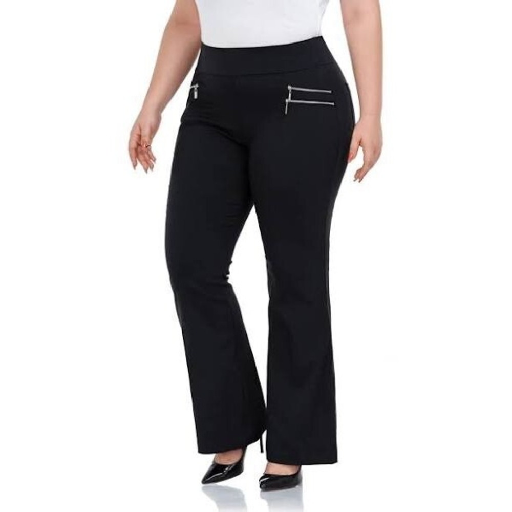 NWT Women's‎ INNO Plus Size Stretch Bootcut Pull On Black Dress Pants 33" X 30"